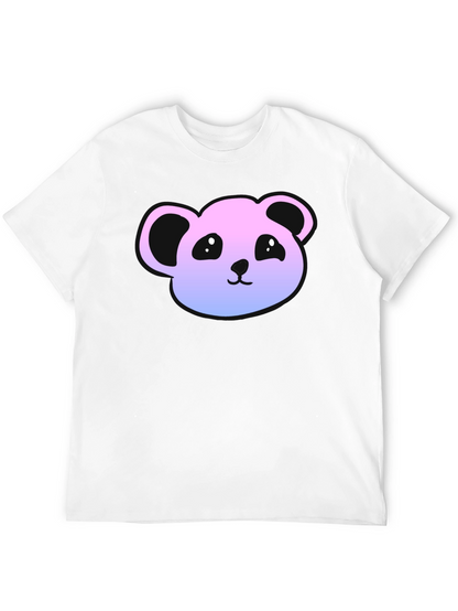 Cute Panda Gradient T-Shirt - Casual Black Tee