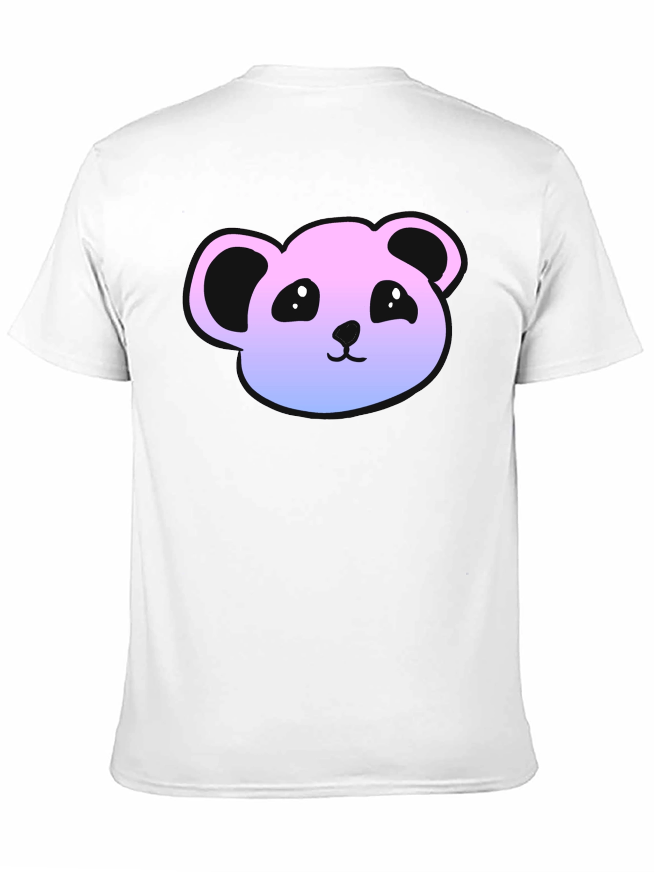 Cute Panda Gradient T-Shirt - Casual Black Tee