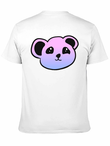 Cute Panda Gradient T-Shirt - Casual Black Tee