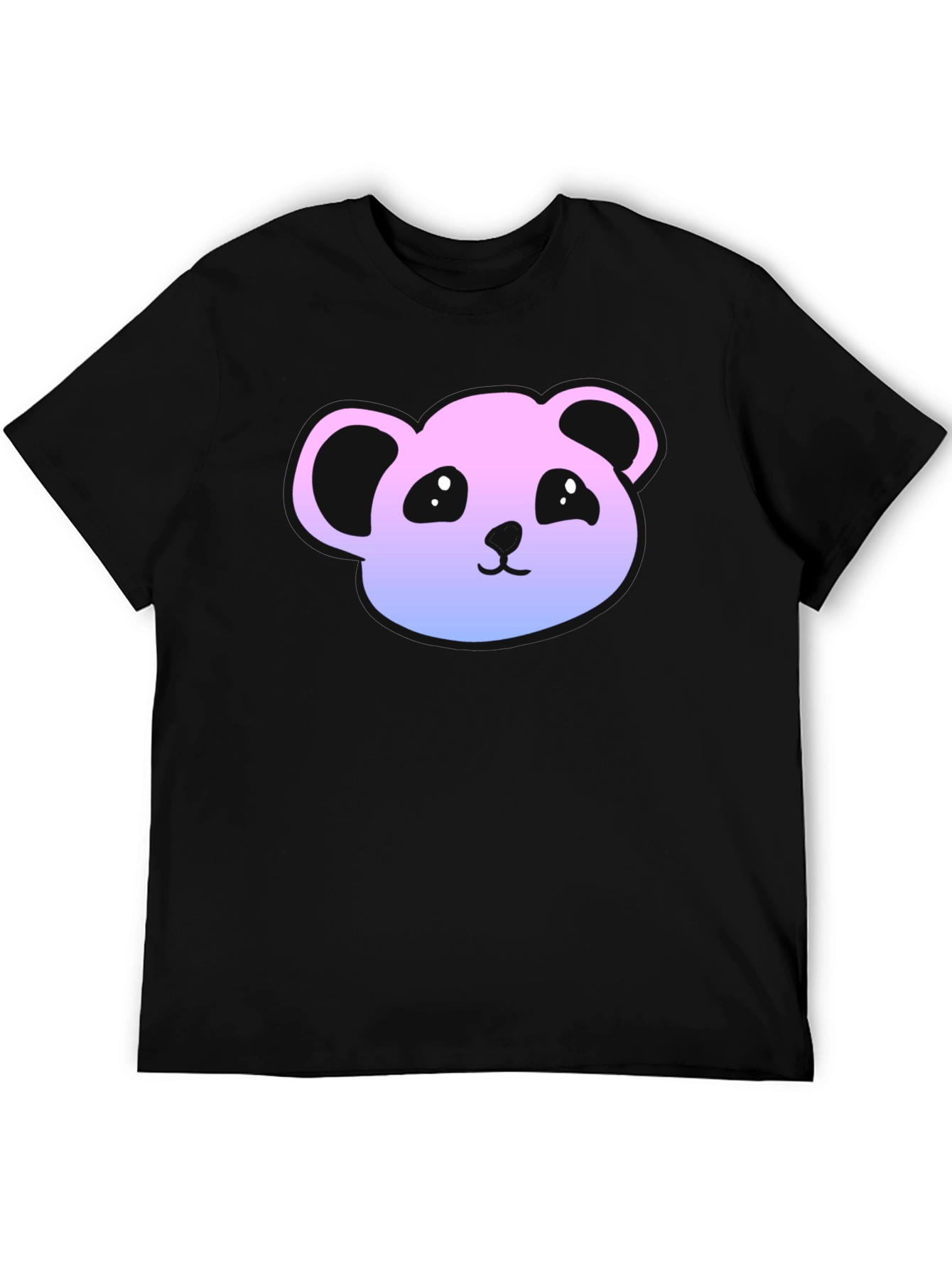 Cute Panda Gradient T-Shirt - Casual Black Tee