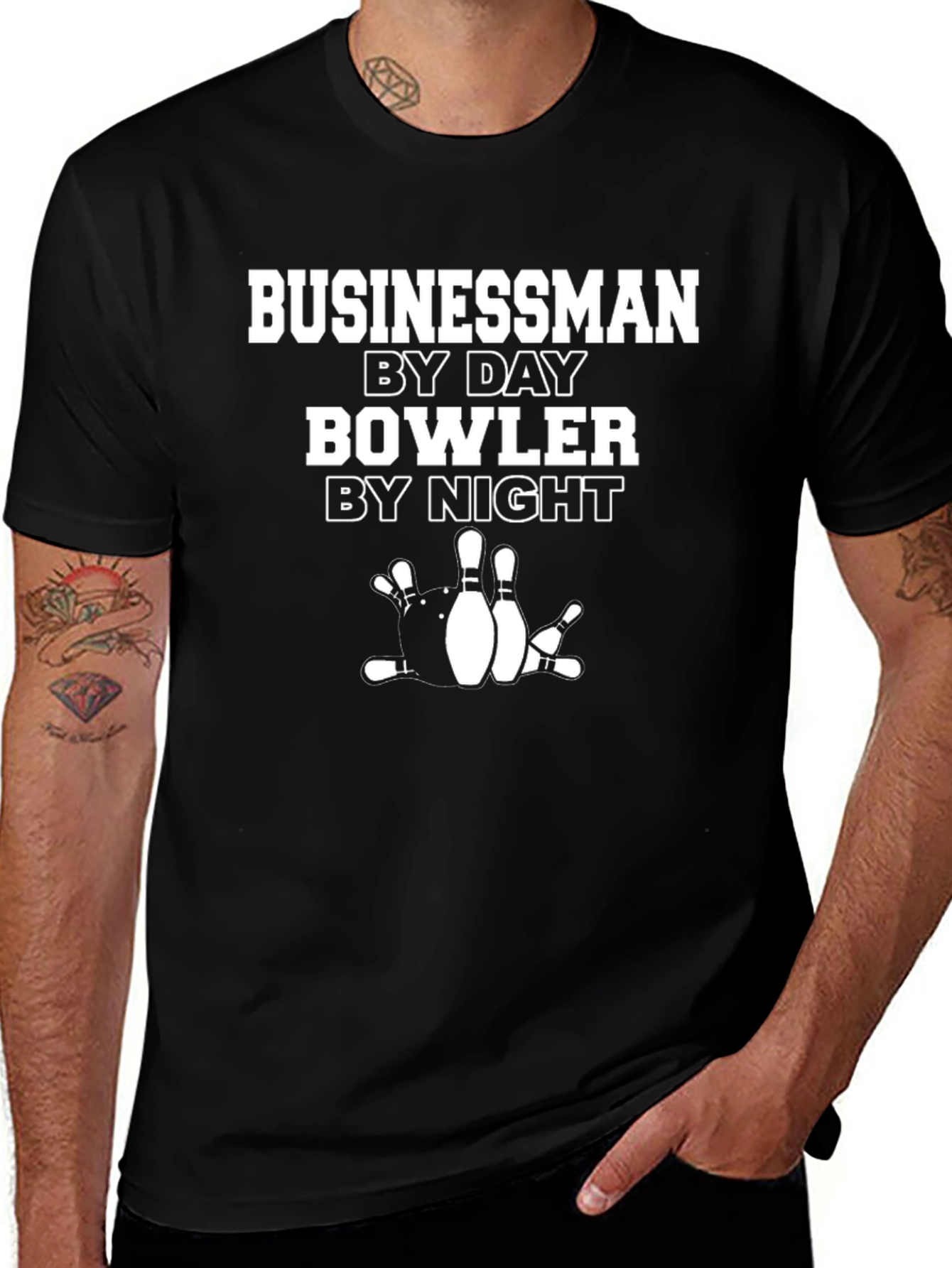 Businessman By Day Bowler By Night Black T-Shirt