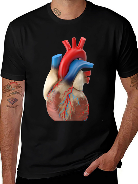 Anatomical Heart Graphic Tee - Black Cotton Shirt