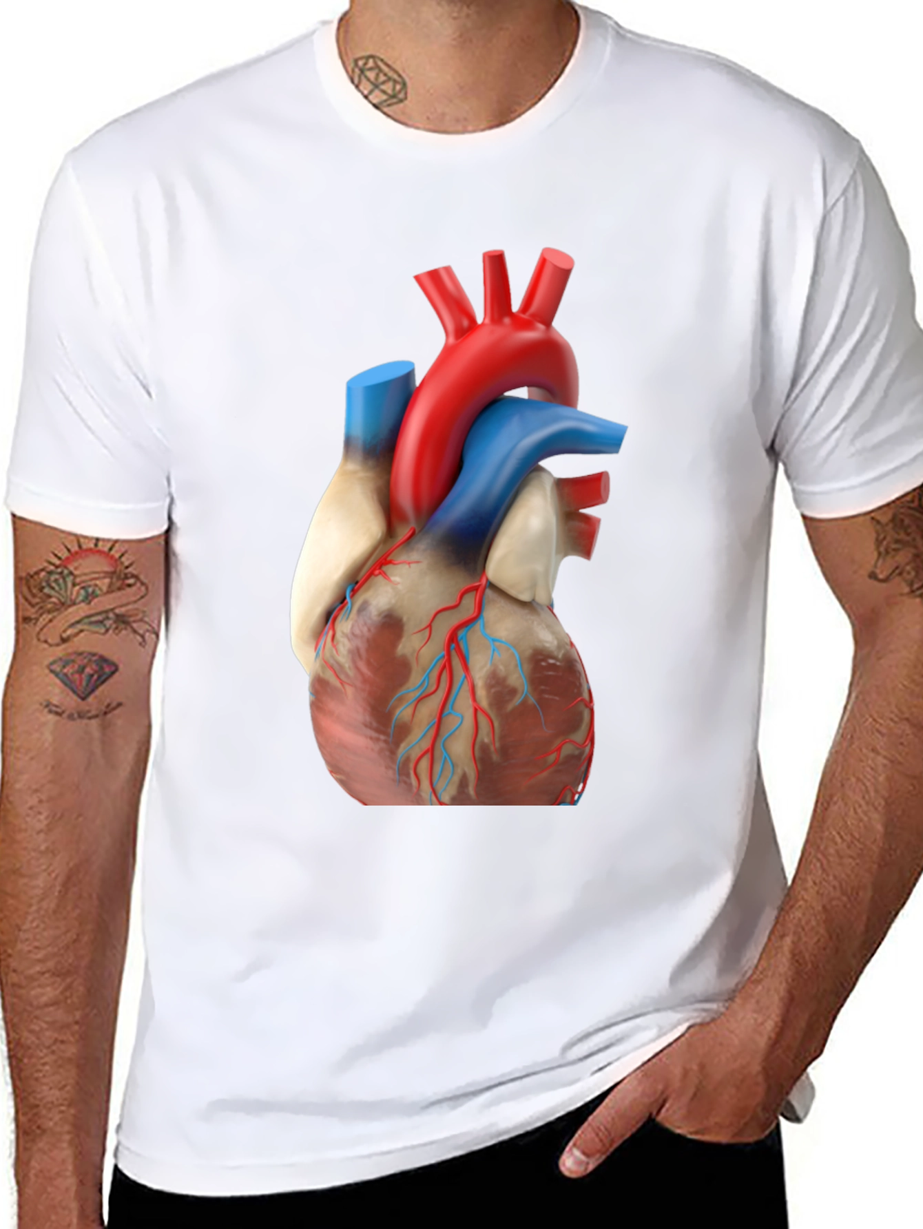 Anatomical Heart Graphic Tee - Black Cotton Shirt