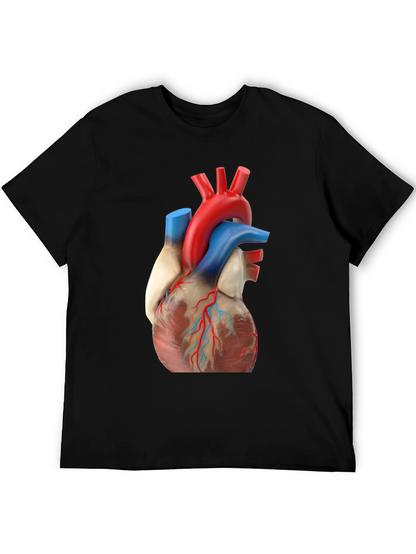 Anatomical Heart Graphic Tee - Black Cotton Shirt