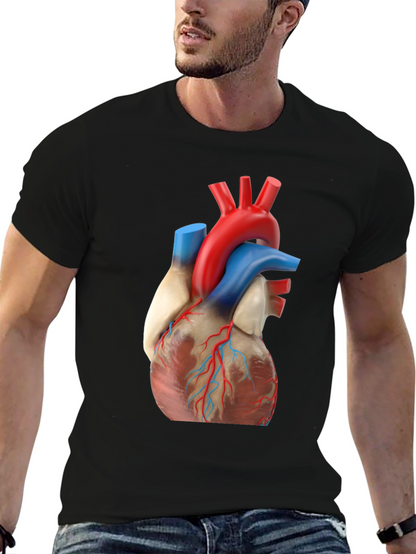 Anatomical Heart Graphic Tee - Black Cotton Shirt