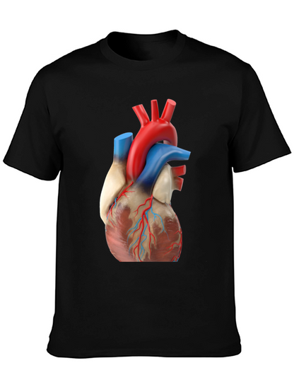 Anatomical Heart Graphic Tee - Black Cotton Shirt