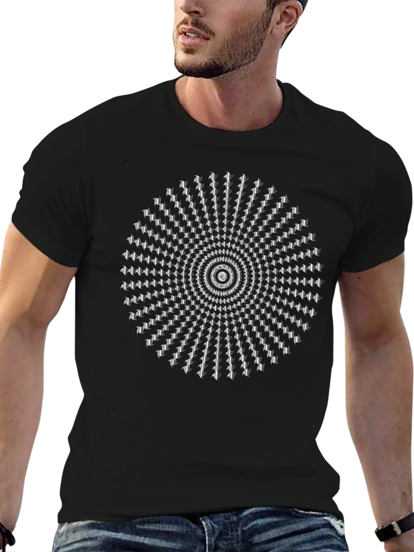 Hypnotic Circle Graphic Tee - Modern Optical Illusion