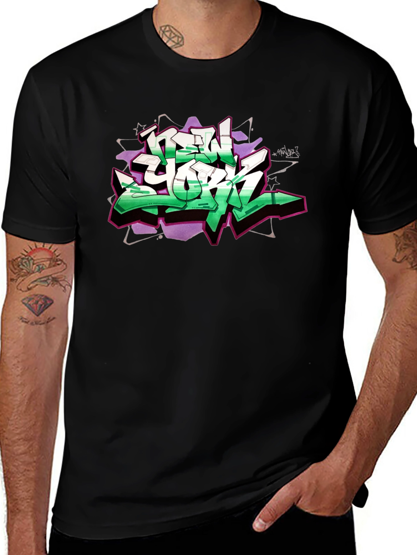 New York Graffiti Graphic Black T-Shirt