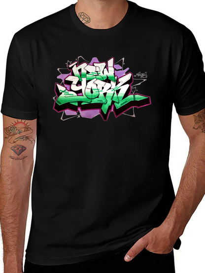 New York Graffiti Graphic Black T-Shirt