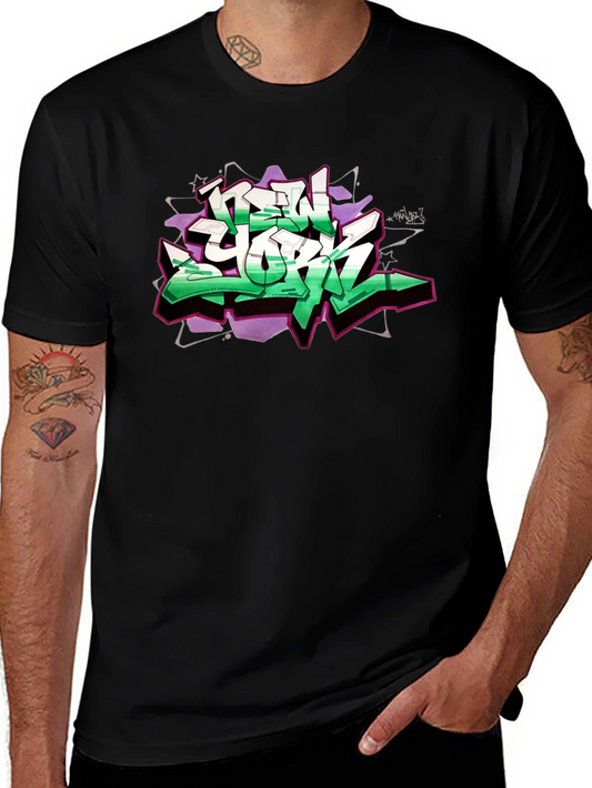 New York Graffiti Graphic Black T-Shirt
