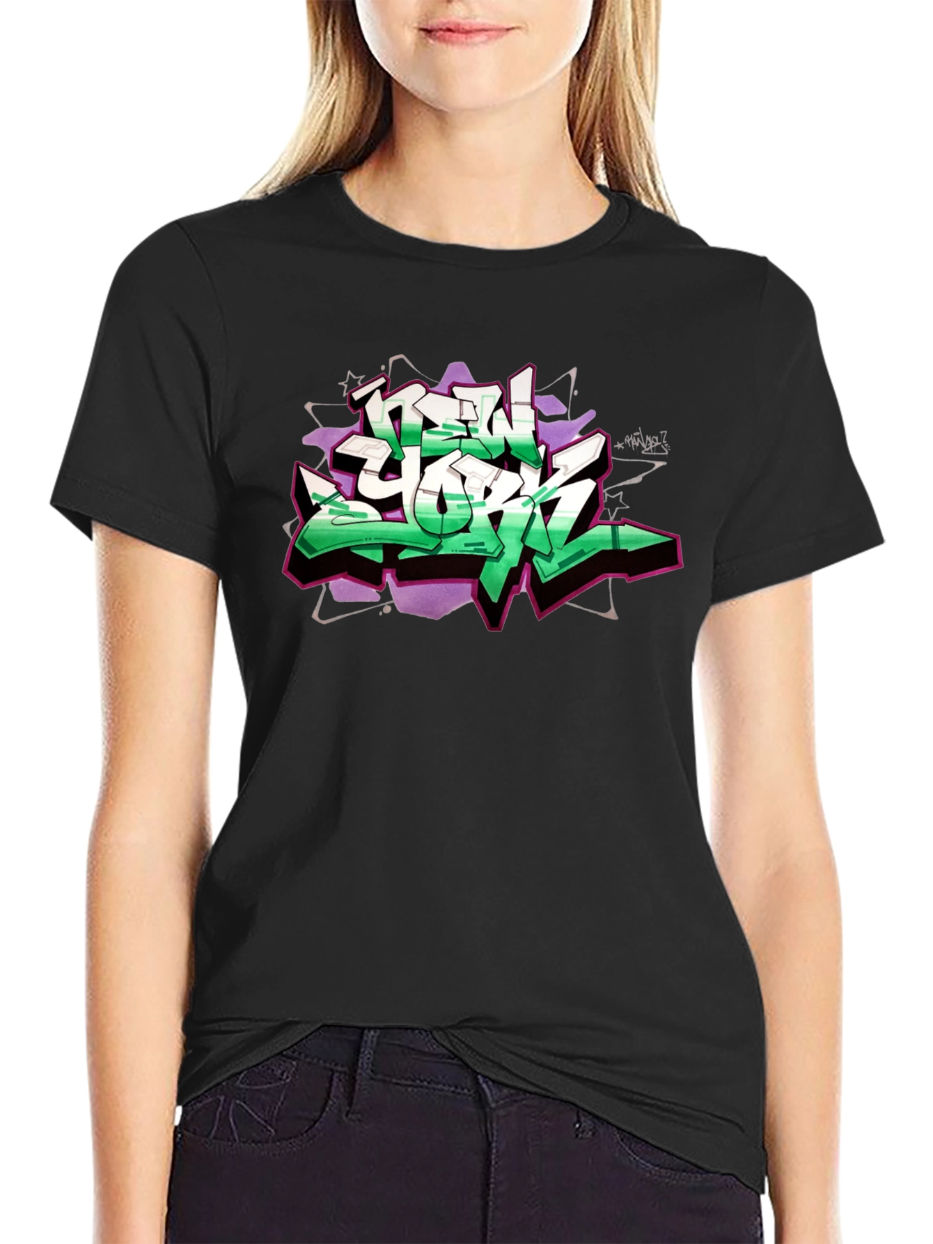 New York Graffiti Graphic Black T-Shirt