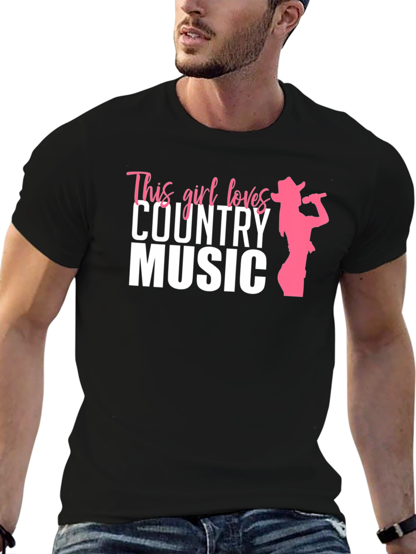 This Girl Loves Country Music T-Shirt - Black