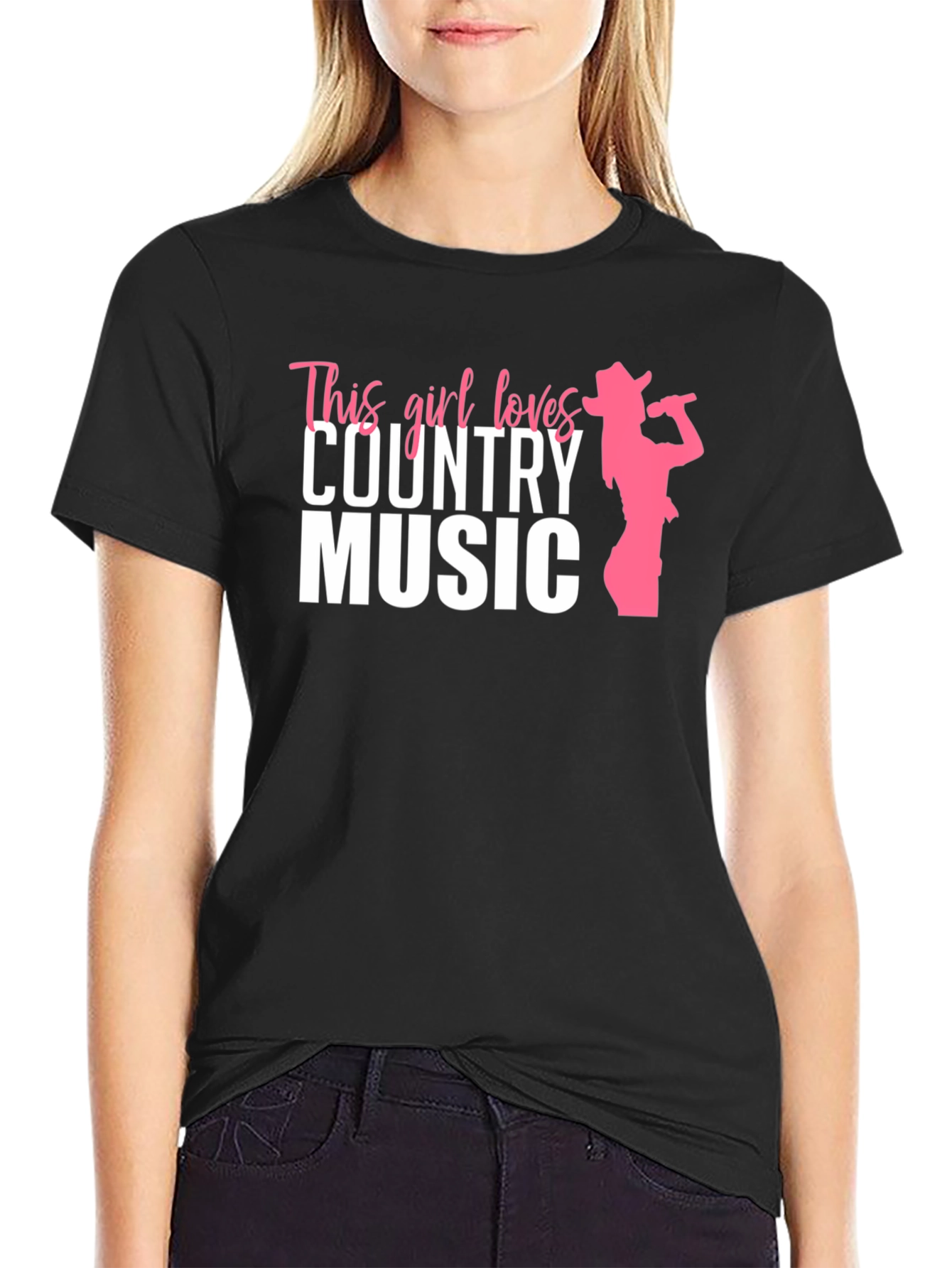 This Girl Loves Country Music T-Shirt - Black