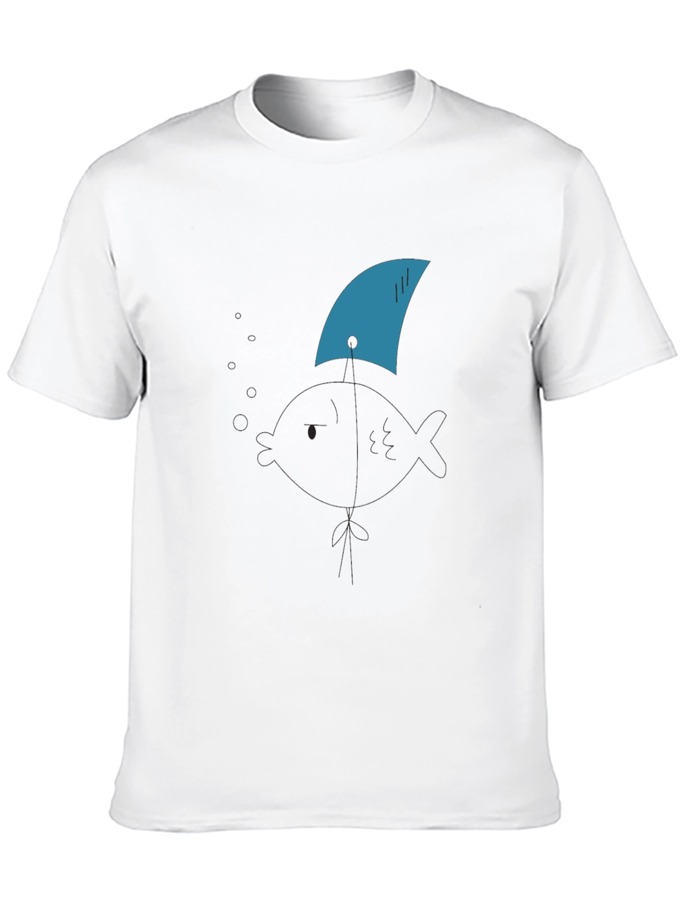 Shark Fin Tee - Black Cotton Graphic T-Shirt