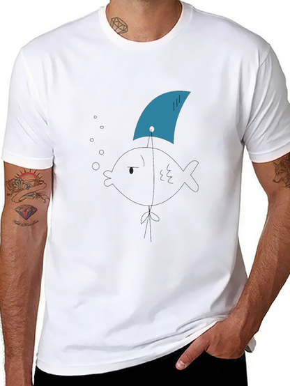 Shark Fin Tee - Black Cotton Graphic T-Shirt