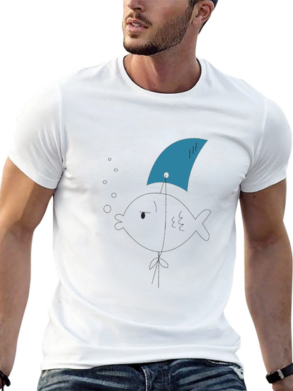 Shark Fin Tee - Black Cotton Graphic T-Shirt
