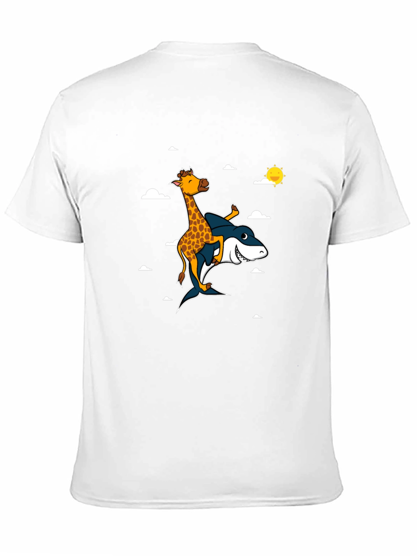 Giraffe Riding Shark T-Shirt: Funny Graphic Tee
