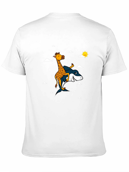 Giraffe Riding Shark T-Shirt: Funny Graphic Tee