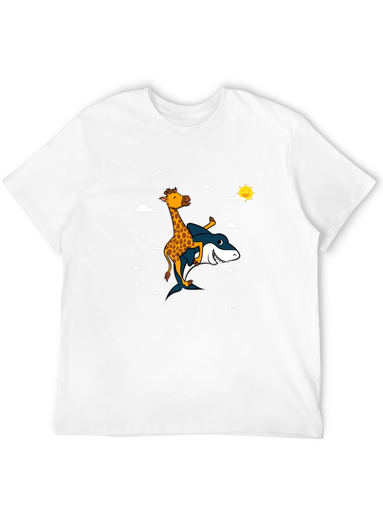 Giraffe Riding Shark T-Shirt: Funny Graphic Tee
