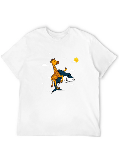 Giraffe Riding Shark T-Shirt: Funny Graphic Tee