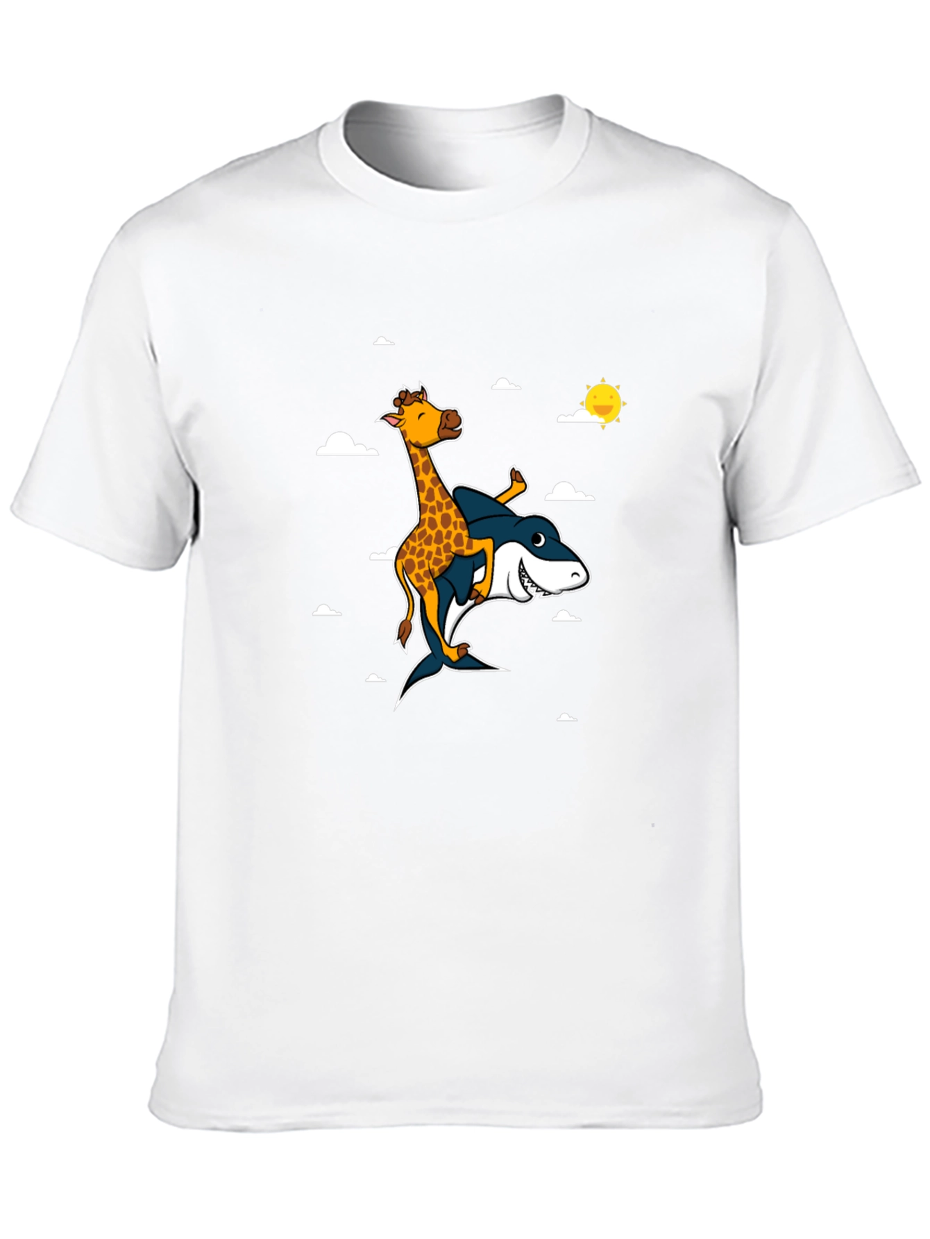 Giraffe Riding Shark T-Shirt: Funny Graphic Tee