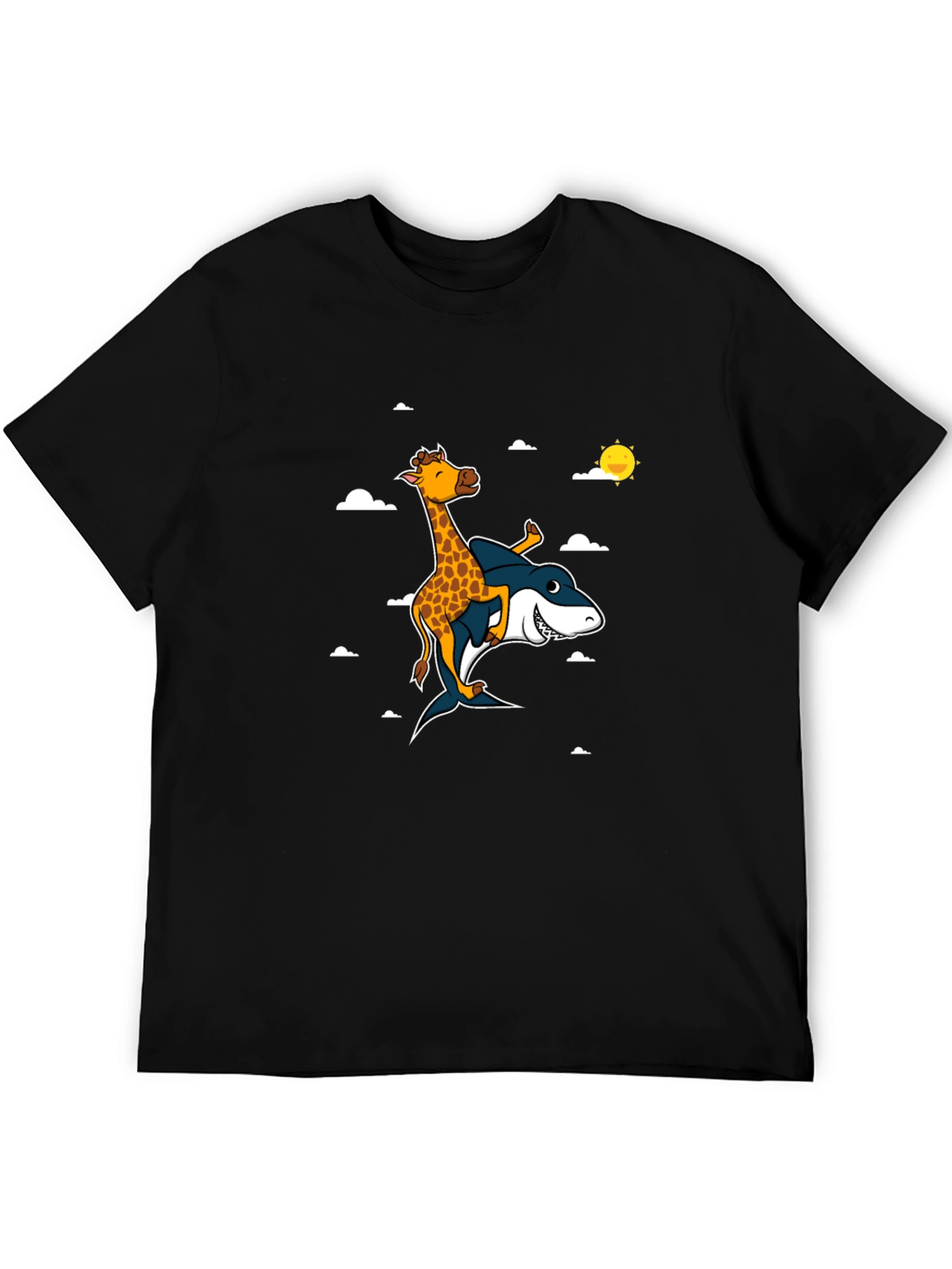 Giraffe Riding Shark T-Shirt: Funny Graphic Tee