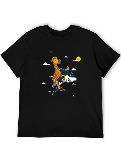 Giraffe Riding Shark T-Shirt: Funny Graphic Tee