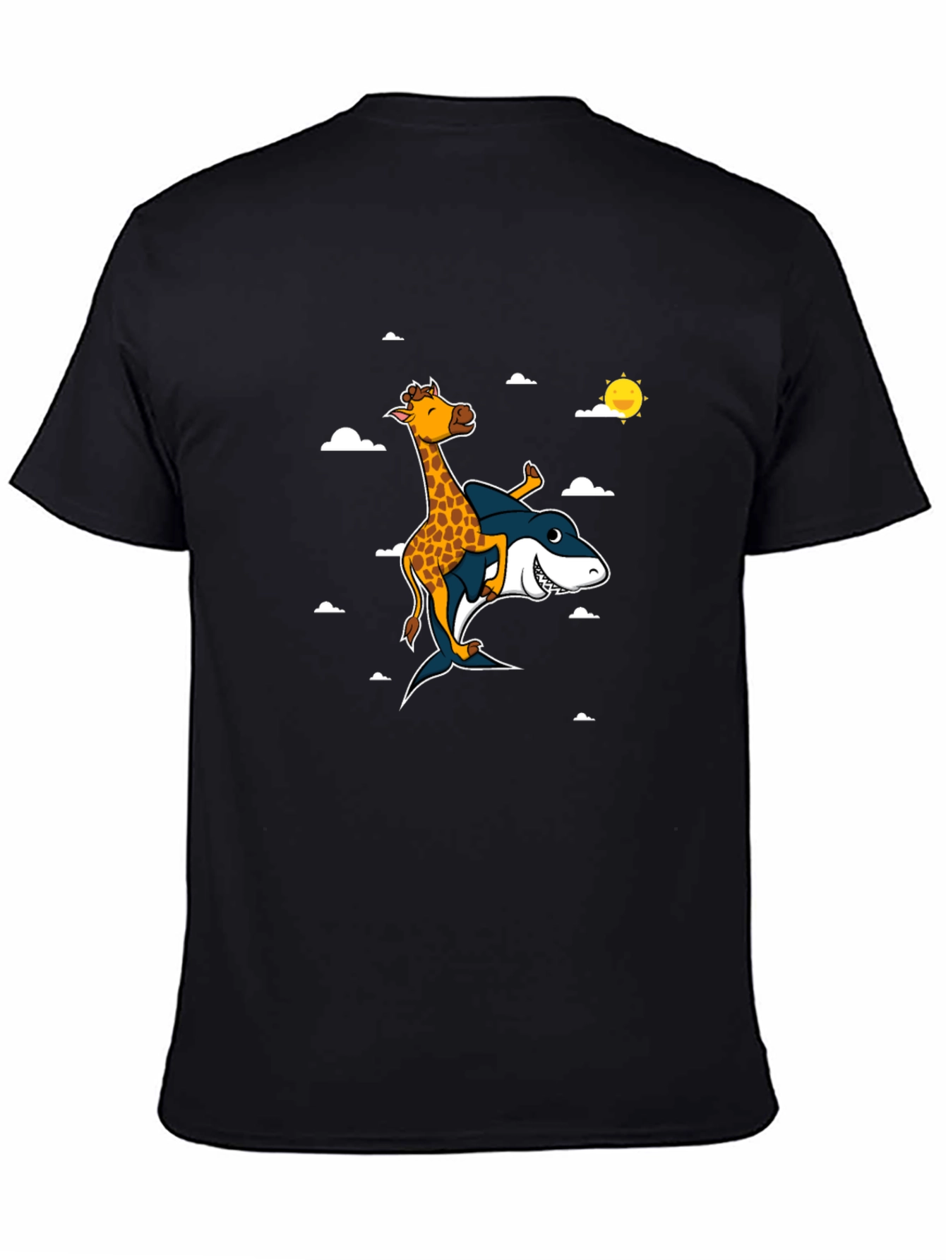 Giraffe Riding Shark T-Shirt: Funny Graphic Tee