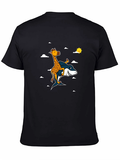 Giraffe Riding Shark T-Shirt: Funny Graphic Tee