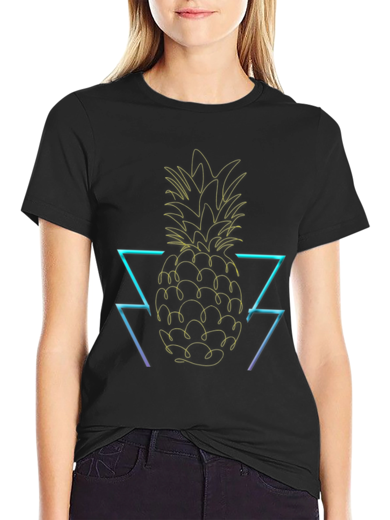 Neon Pineapple Graphic T-Shirt