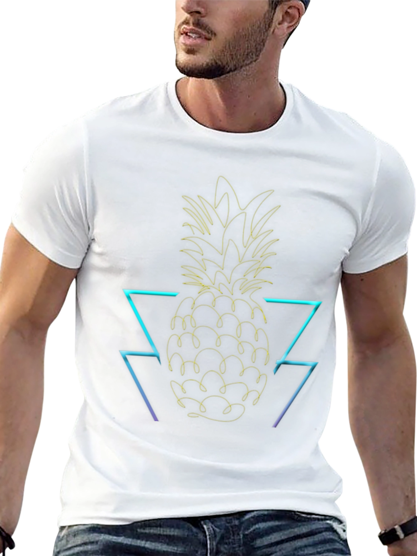 Neon Pineapple Graphic T-Shirt