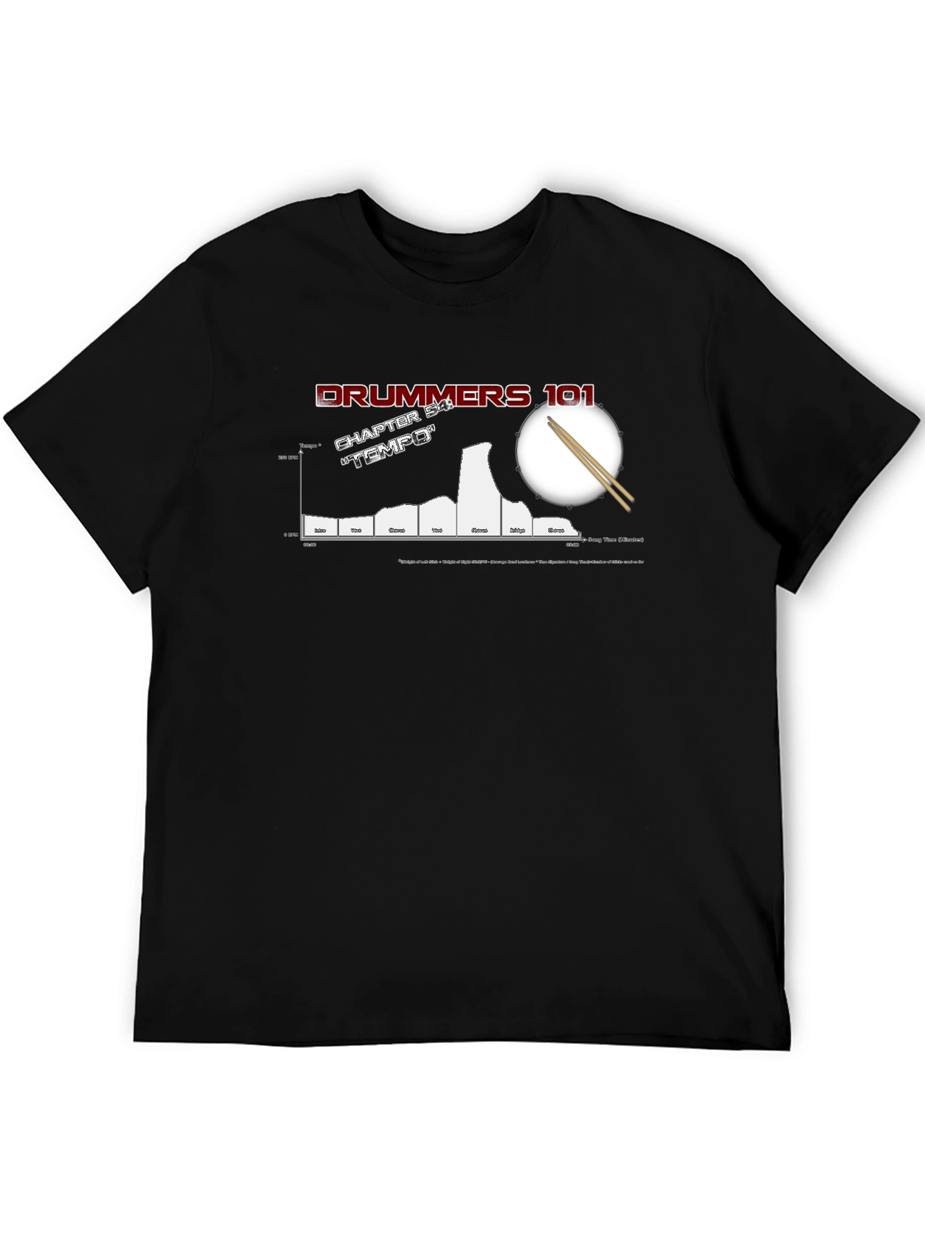 Drummers 101 Tempo Chart Black T-Shirt