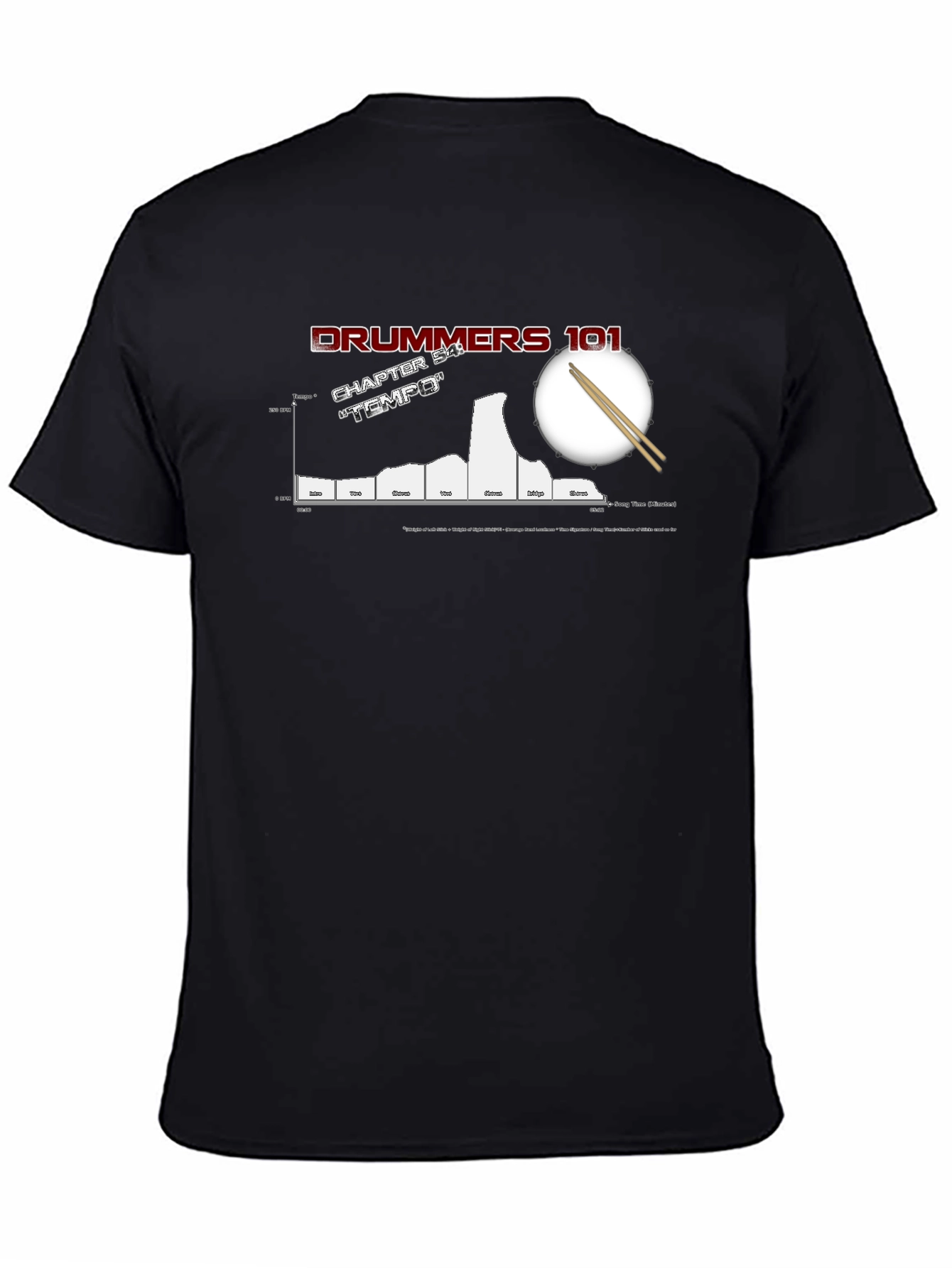 Drummers 101 Tempo Chart Black T-Shirt