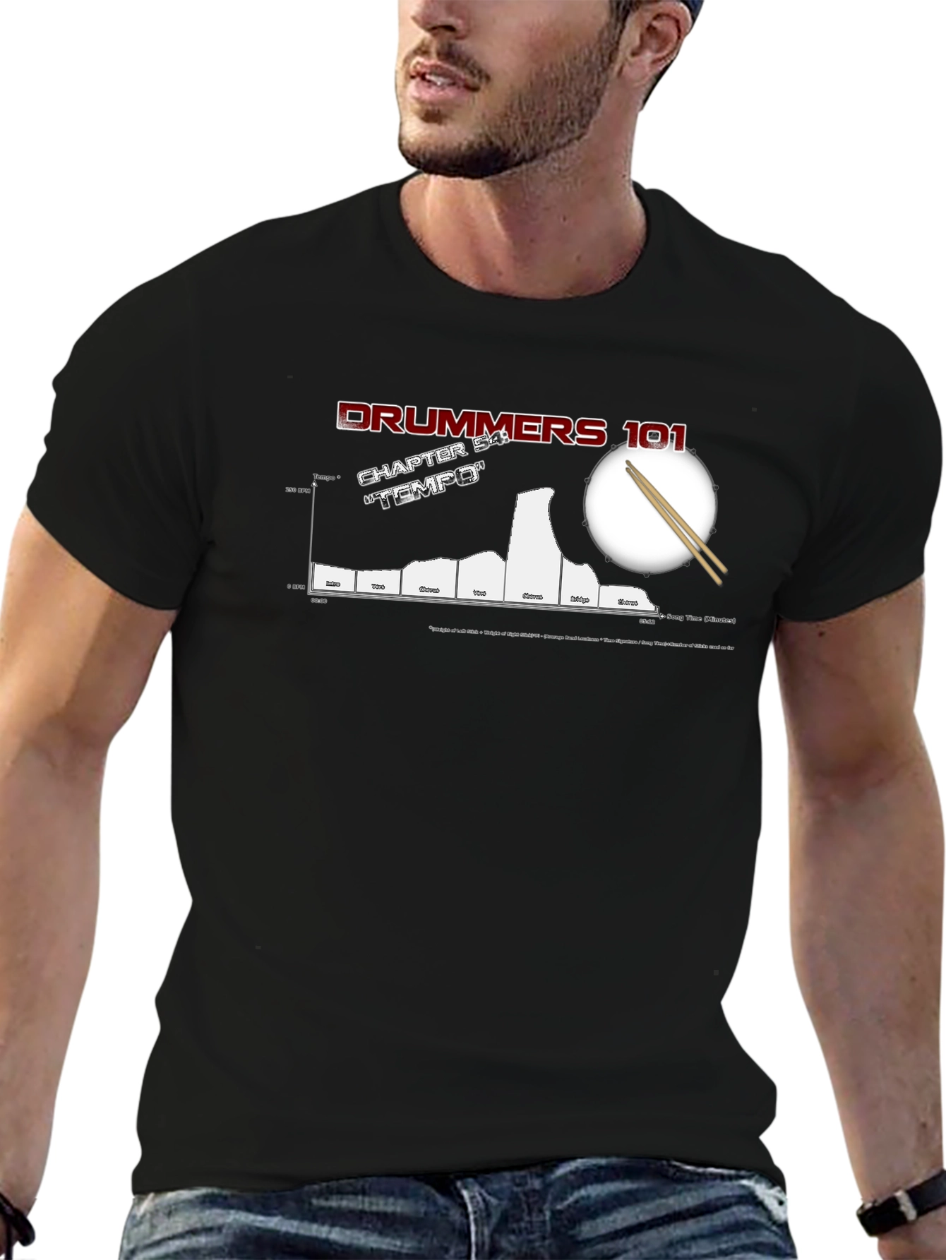 Drummers 101 Tempo Chart Black T-Shirt