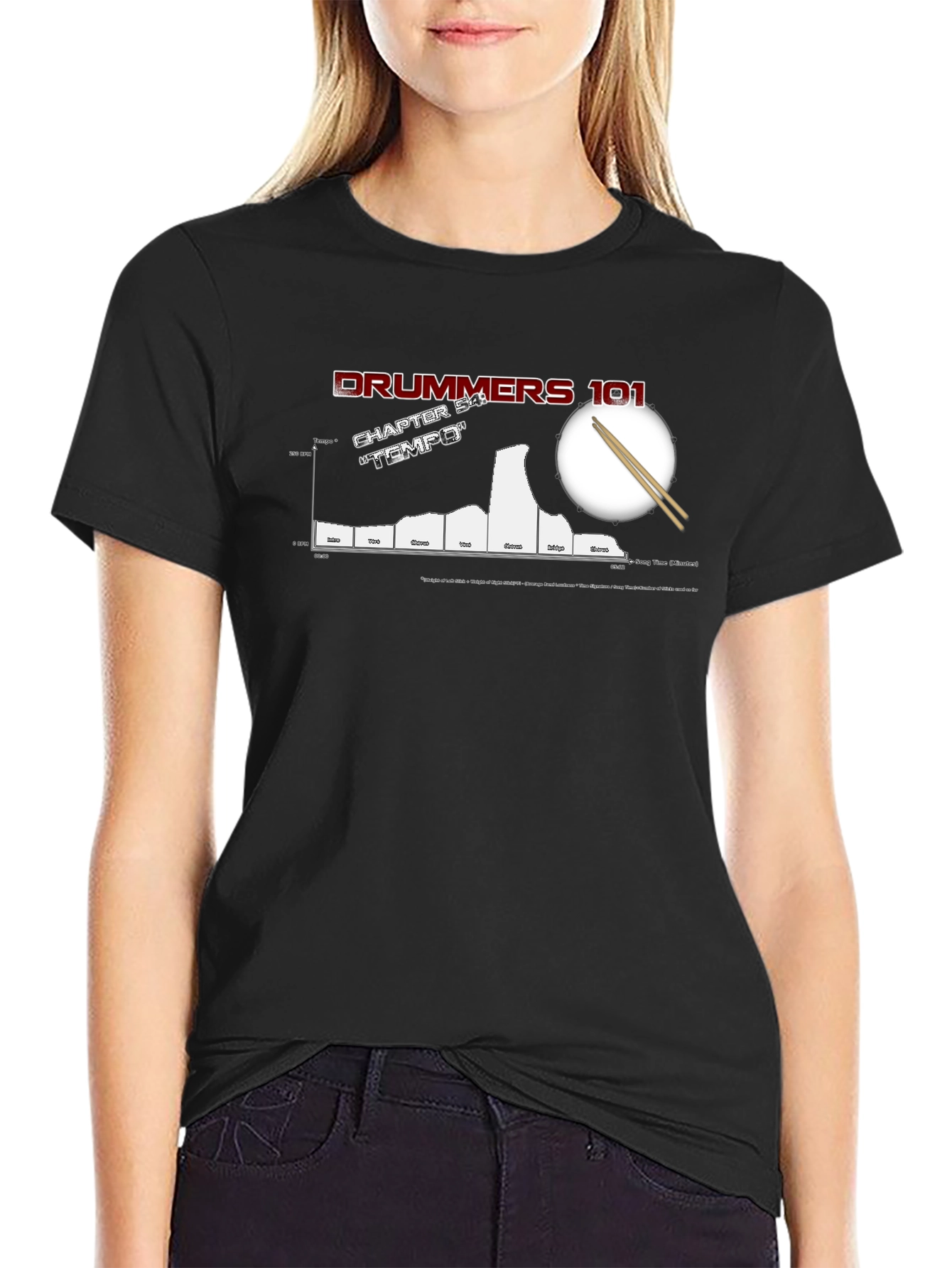 Drummers 101 Tempo Chart Black T-Shirt