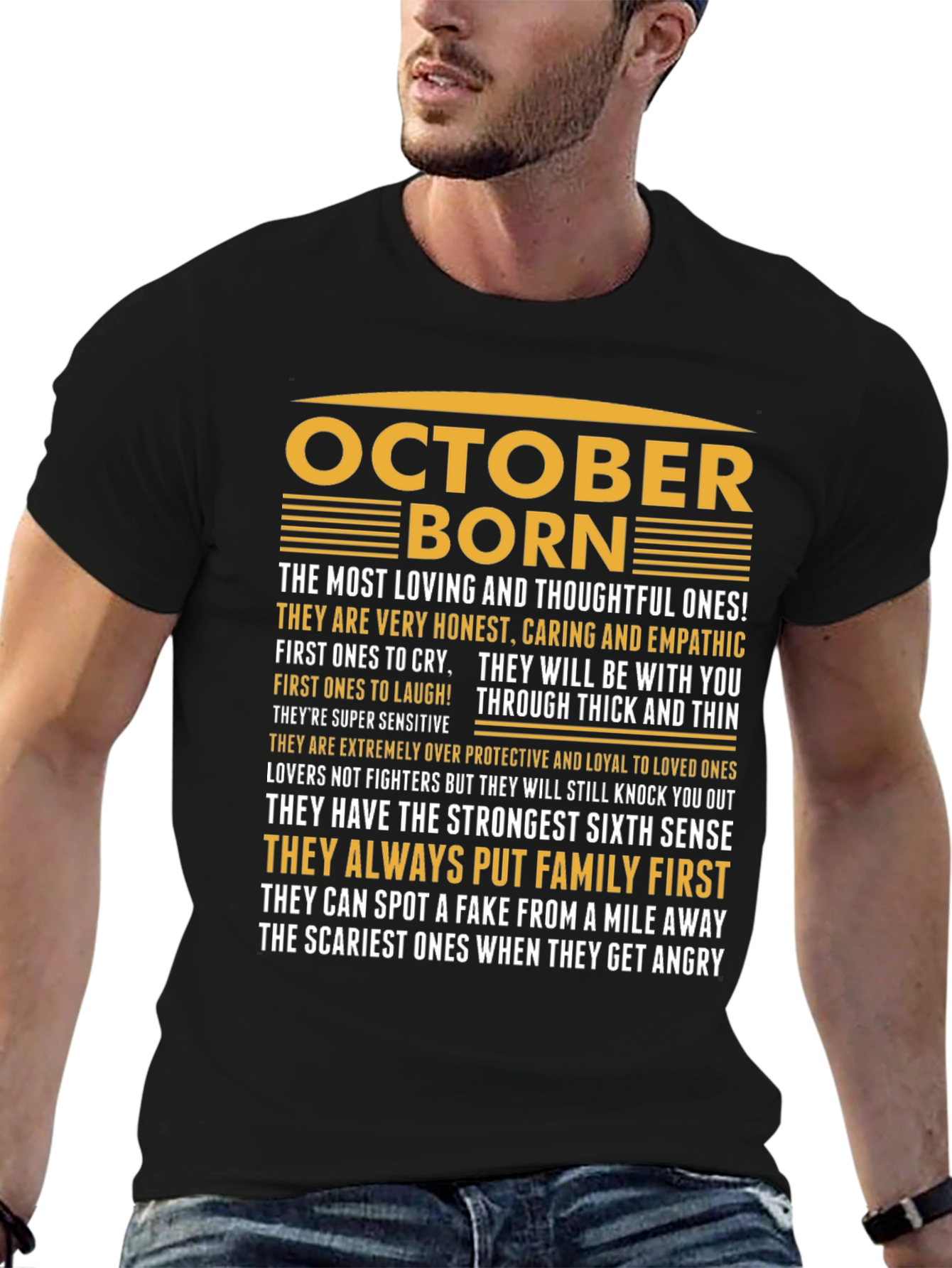 October Born T-Shirt - Loving Thoughtful and Loyal
