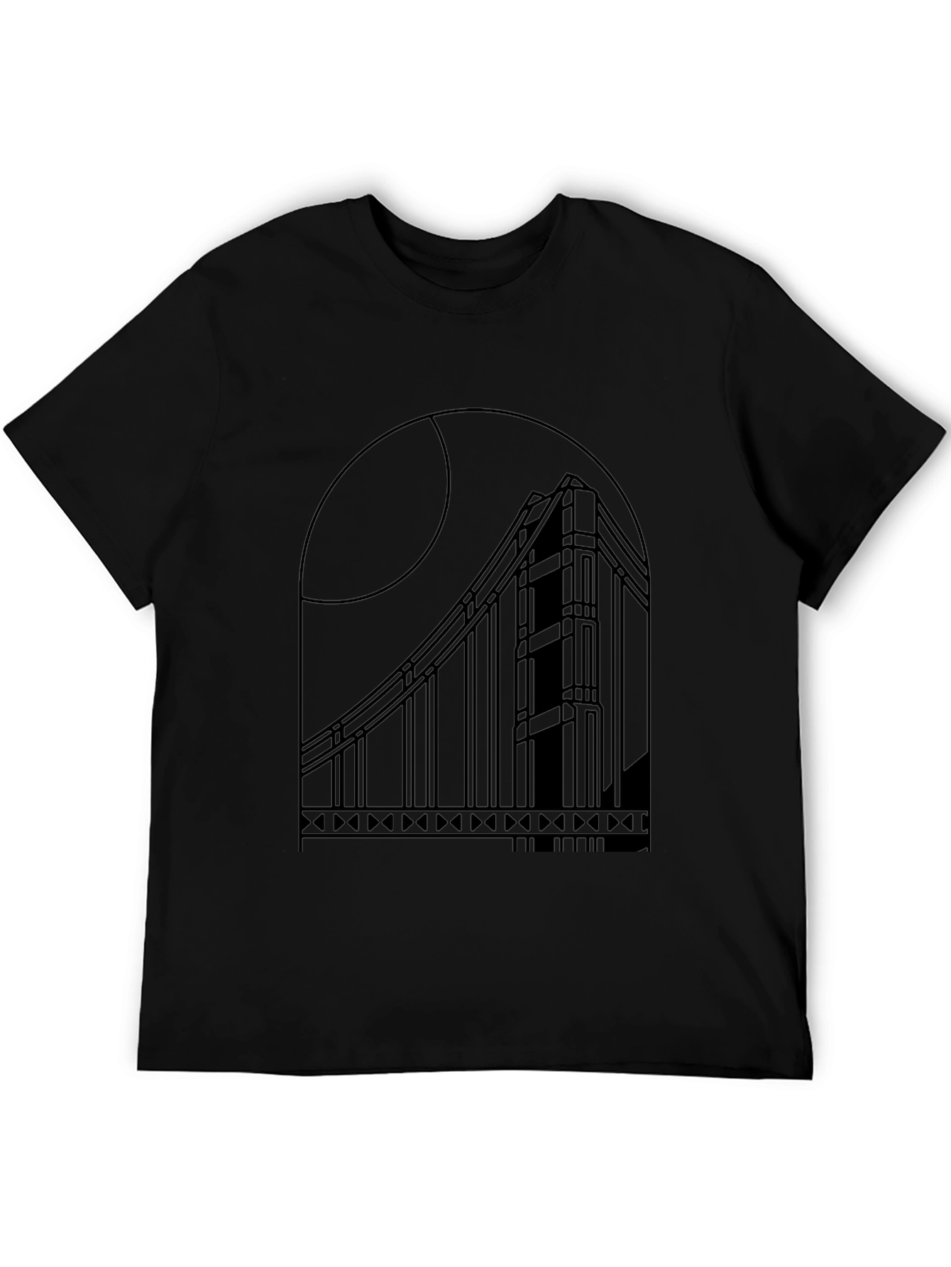 Modern Golden Gate Bridge Black Tee