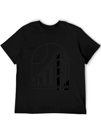 Modern Golden Gate Bridge Black Tee
