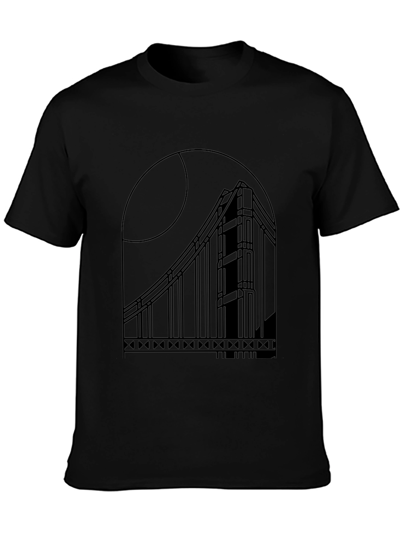Modern Golden Gate Bridge Black Tee