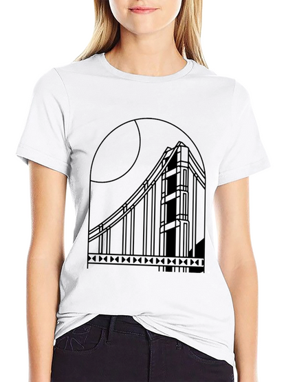 Modern Golden Gate Bridge Black Tee