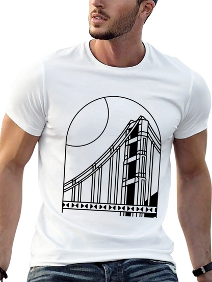 Modern Golden Gate Bridge Black Tee