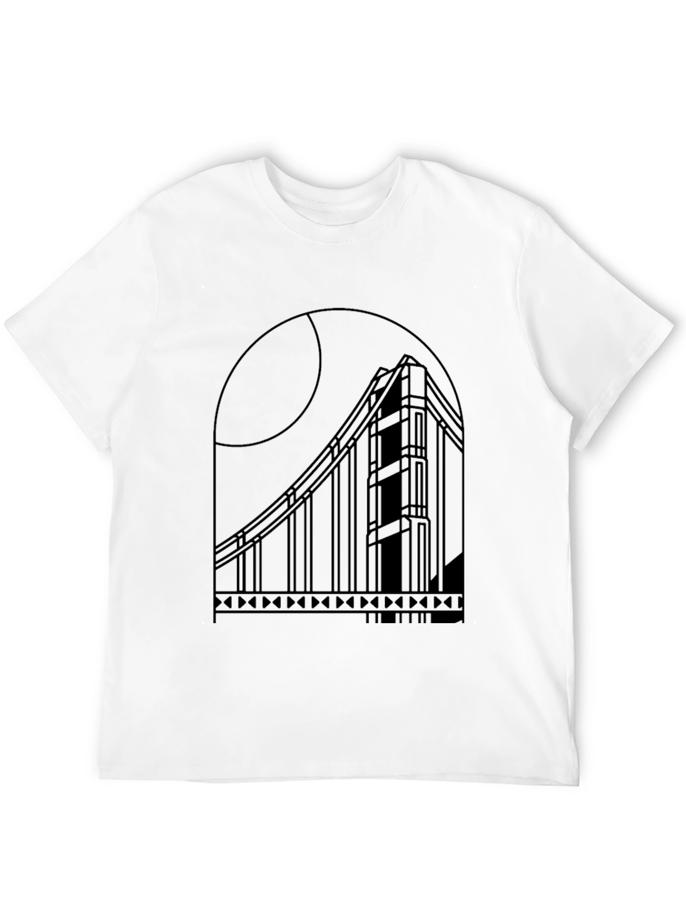 Modern Golden Gate Bridge Black Tee