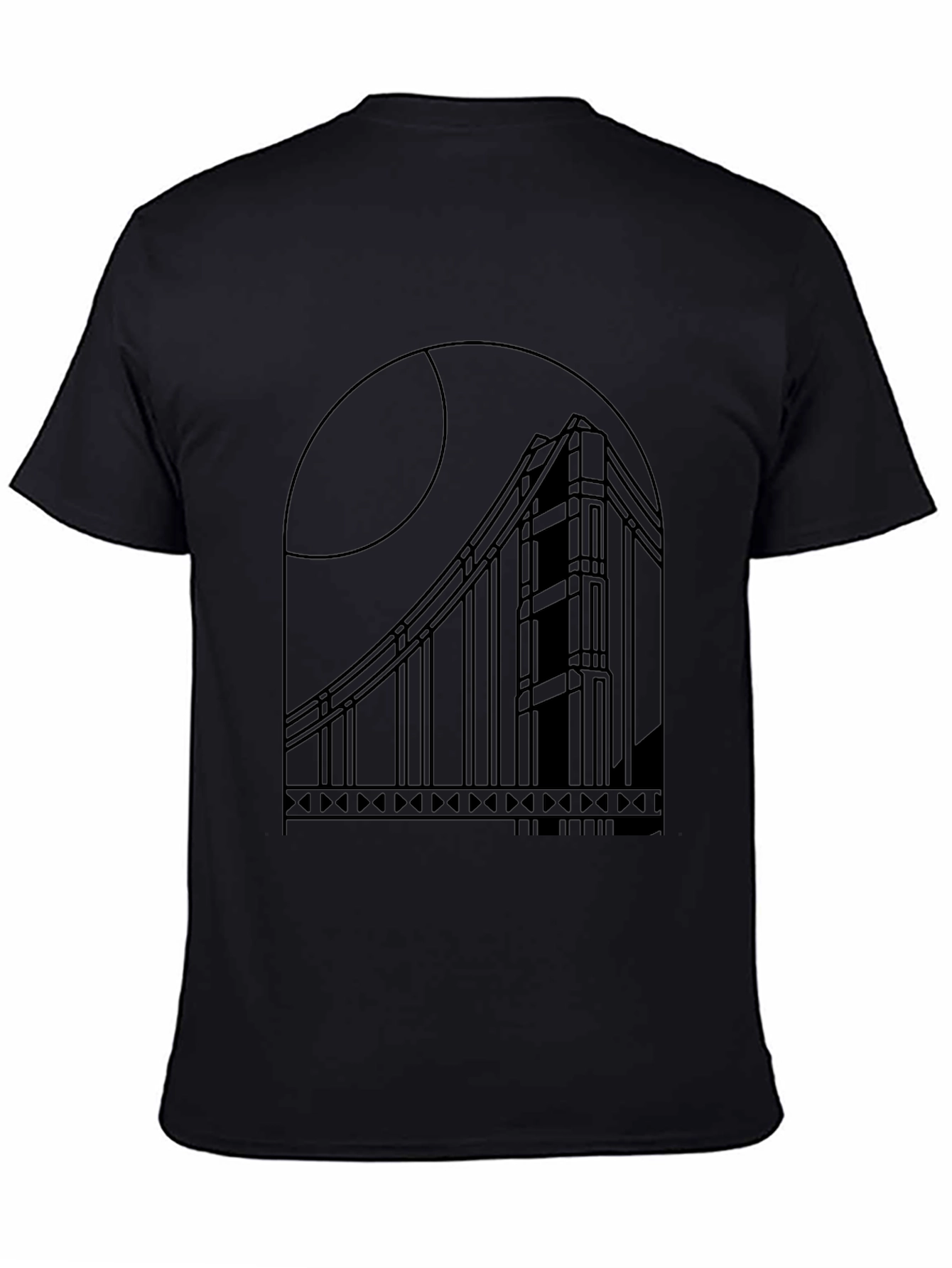 Modern Golden Gate Bridge Black Tee