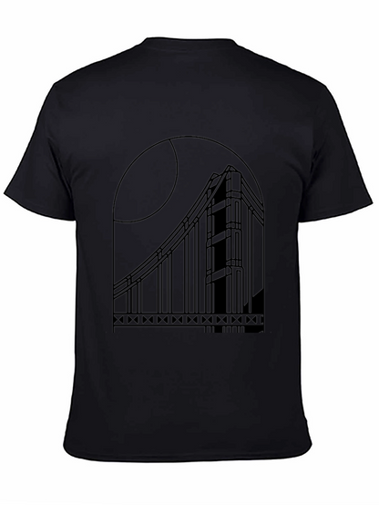 Modern Golden Gate Bridge Black Tee