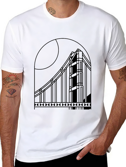 Modern Golden Gate Bridge Black Tee
