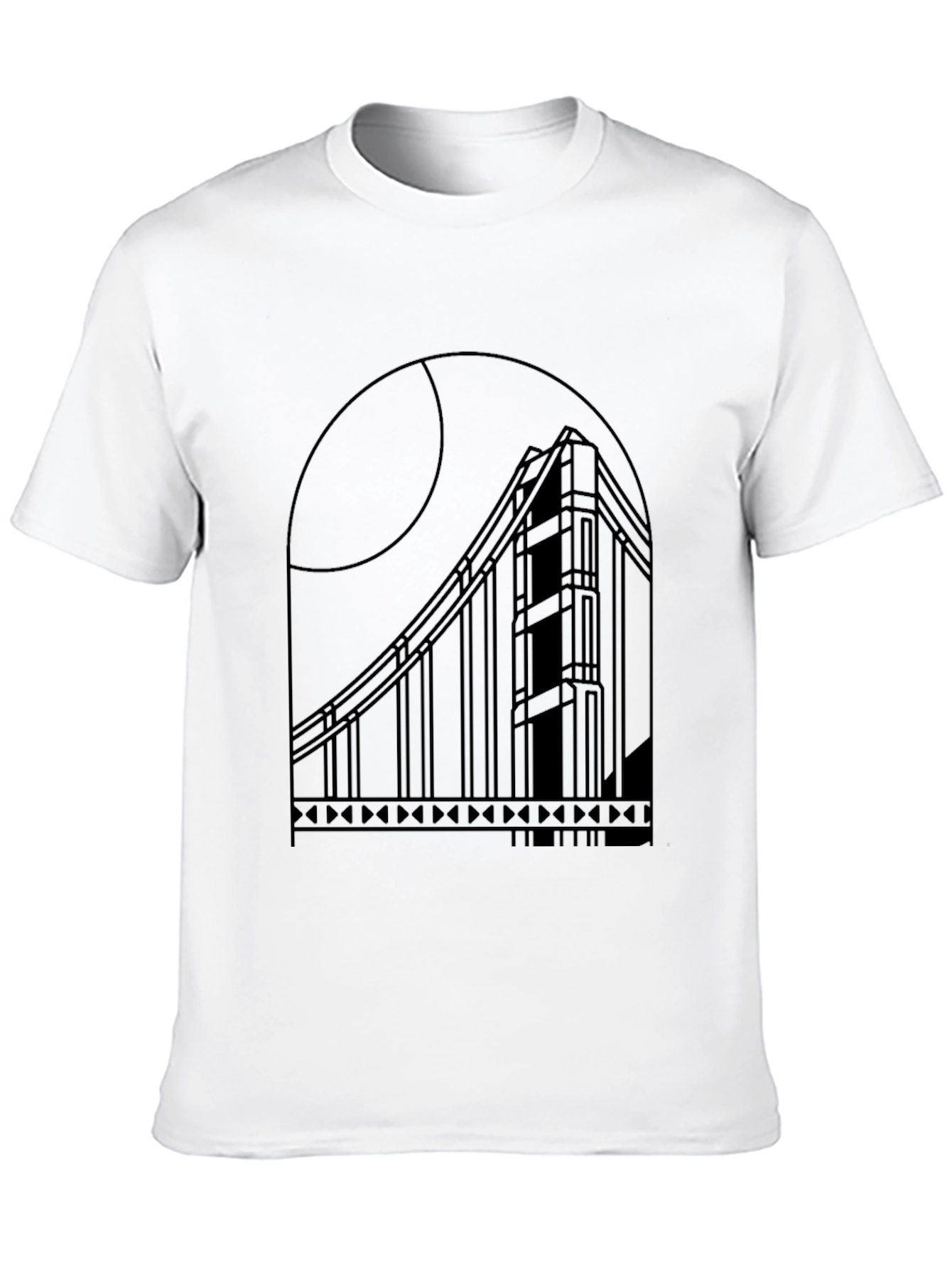 Modern Golden Gate Bridge Black Tee