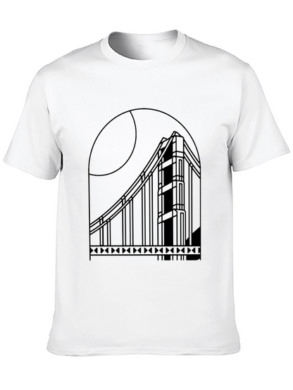 Modern Golden Gate Bridge Black Tee