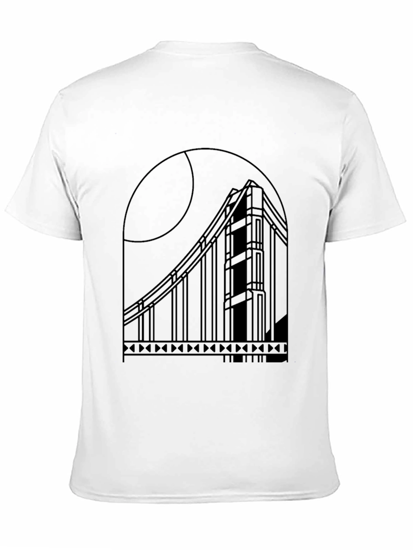 Modern Golden Gate Bridge Black Tee