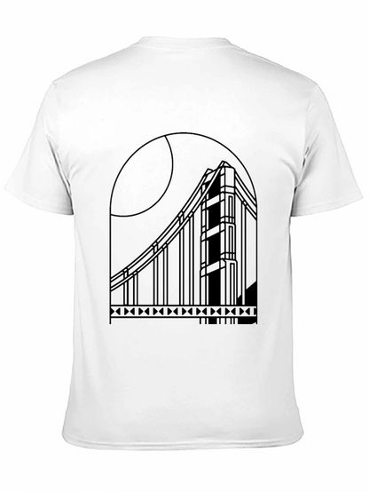 Modern Golden Gate Bridge Black Tee