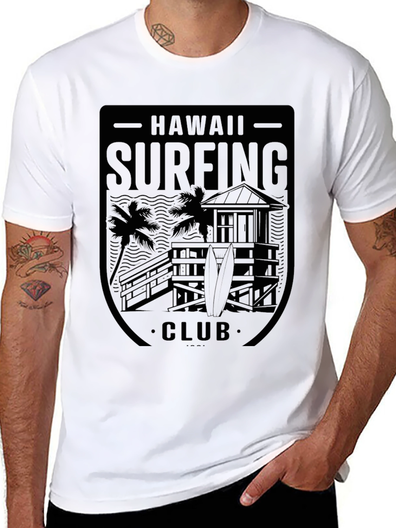 Hawaii Surfing Club Black T-Shirt